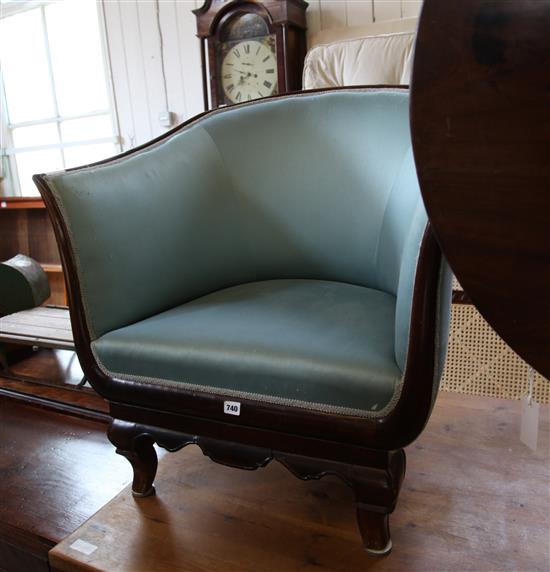 Mahogany upholstered tub chair